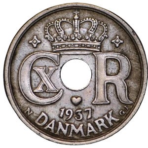 Denmark Heart Kroner Coin - Great Condition - Danmark Kroner - Two Hearts Coin - Ideal for Jewelry - Heart Coins