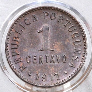 1917 Portuguese 1 Escudo Portugal - Uncirculated - Republica Portugesa One Escudo 1917 - Lowest Mintage Year