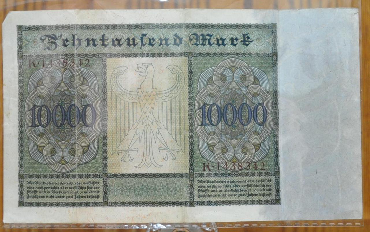 1922 年 10,000 マルク ドイツ紙幣 - ライヒスバンクノート - 初発行