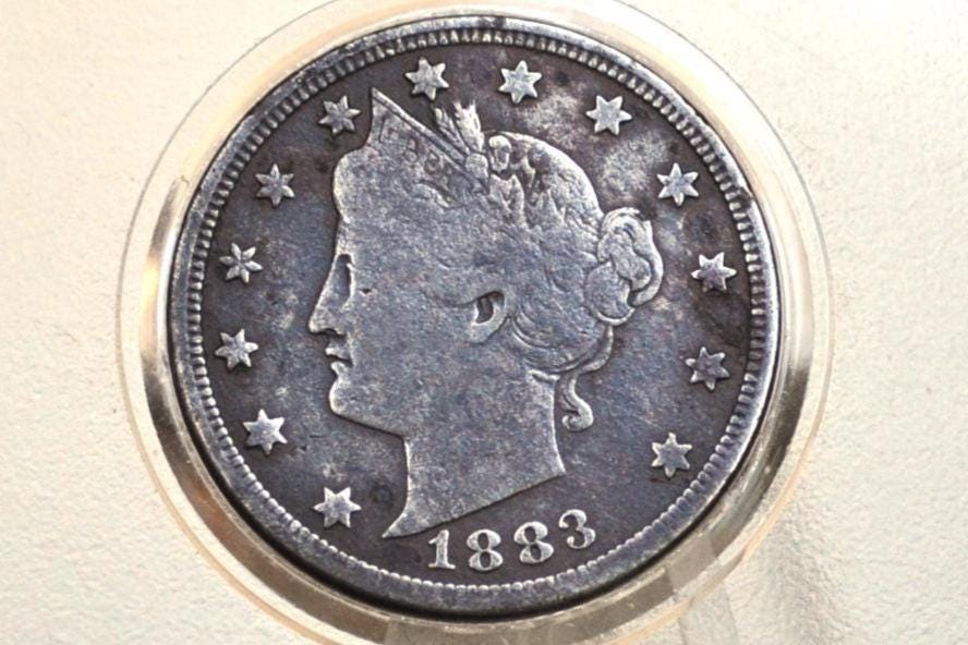 1883年 Vニッケル（セント付き） - 希少な種類 1883年 Vニッケル