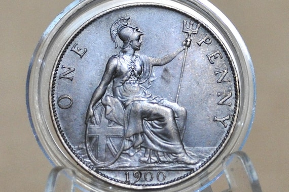 古いイギリスのペニー硬貨 - 1860～1901年 イギリス 1ペニー硬貨