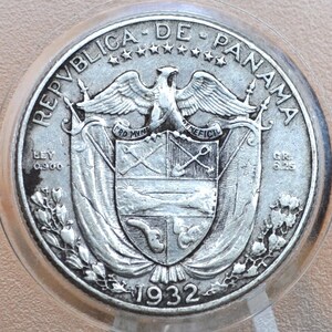 Rarer 1932 Panama 1/4 Balboa - Great Condition, XF - Silver Quarter Balboa Coin 1932 Panama, Only 126,000 Made! High Grade Semi-Key Date