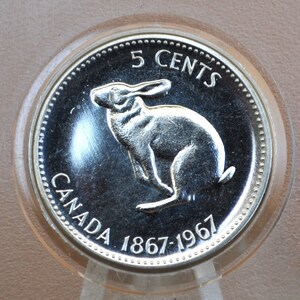1967 Canadian Nickel, Prooflike Rabbit / Snow Hare Design ...