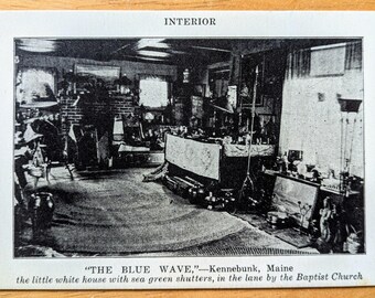 1900er Jahre The Blue Wave Kennebunk Maine Interior Postkarte - Interior Fotografie - Antike Kennebunk ME Photo Postkarte