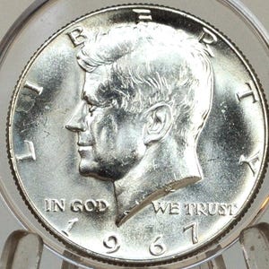 1967 Kennedy Half Dollar - Gem BU - Silver, 40%, 1967 Silver Kennedy Half Dollar - Collectible Half Dollar 1967 Silver Half