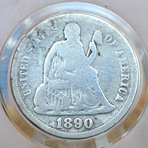 1890 Seated Liberty Dime  - G (Good) - Philadelphia Mint - 1890 Silver Dime / 1890-P US Dime