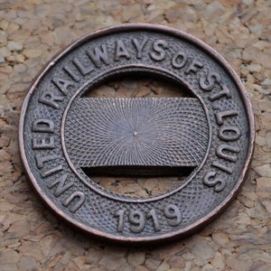 Token der Vereinigten Eisenbahnen von St. Louis - St. Louis Missouri Token - Empfängerrückseite - Vintage Missouri Token - St. Louis MI Tokens