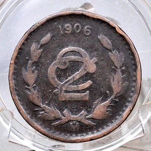 1906 Mexicaanse 2 centavos - In uitstekende staat - Nieuwstaat Mexico-Stad - Munten Mexicaanse Republiek -