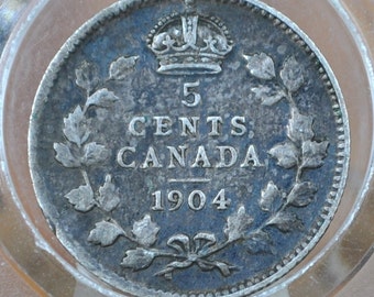 カナダ　5セント　銀貨 1904年カナダ5セント銀貨 - グレード/状態から選ぶ - キングジョージ