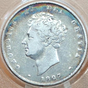 1827 Great Britain Silver 1 Shilling UK One Shilling 1827 - VF+ - George III 1 Shilling 1827 Silver, Great Detail