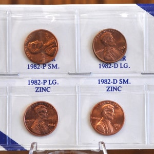 1982 Lincoln Memorial Penny Cent Set - All Types, 82 Small Date, Large Date, Copper and Zinc, P & D Mints - Fantastic Collection addition
