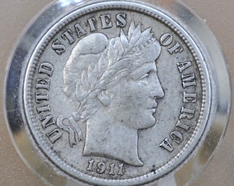 1911 Dime de barbier en argent - Choisissez par état et qualité/état - Argenté - Philadelphia Mint - 1911-P Barber Dime