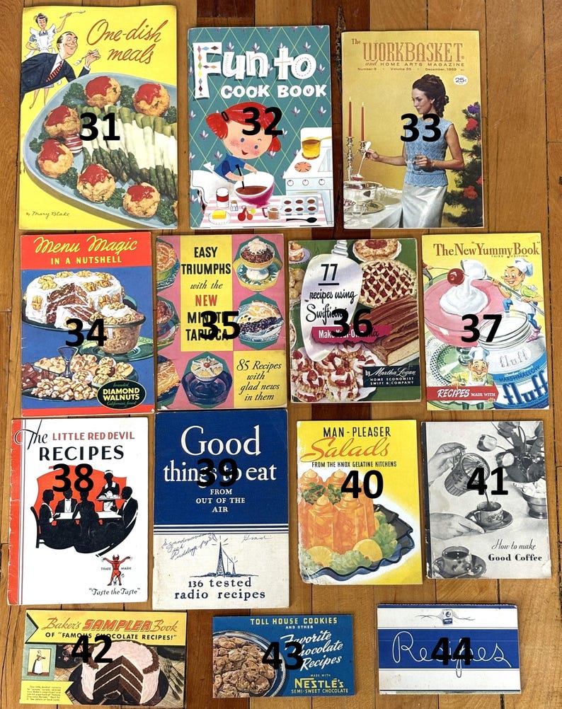 Antique Cookbook/Baking Recipes With Over 40 Different Books!!! - Vintage Recipe Book - Easy Vintage Classic Recipe Booklets