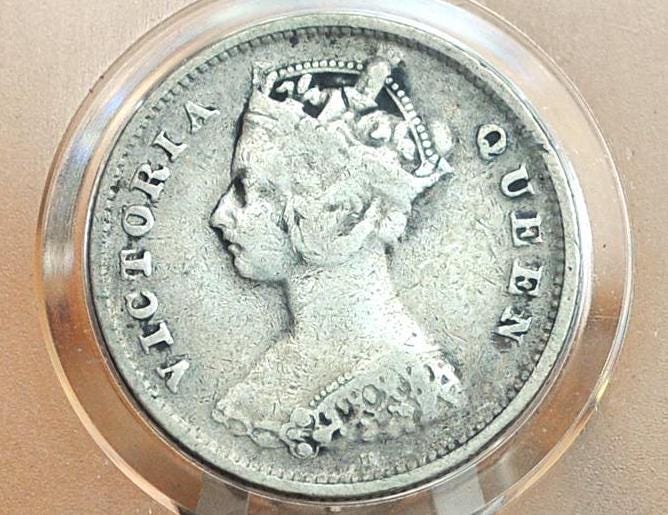 1897 Hong Kong Silver Ten Cents - VF+ Condition - UK Hong-kong