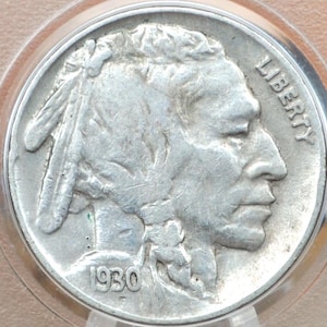 1930-S Buffalo Nickel - G-VF (Good to Very Fine) Grade - Excellent Date - San Francisco Mint - 1930 S Nickel Indian Head Nickel 1930 S