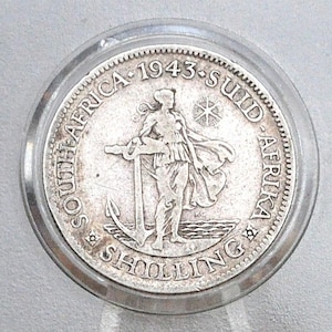 1943 Silver South Africa 1 Shilling - F/VF Condition - 80% Silver - One Shilling Coin 1943 UK Issue South Africa -