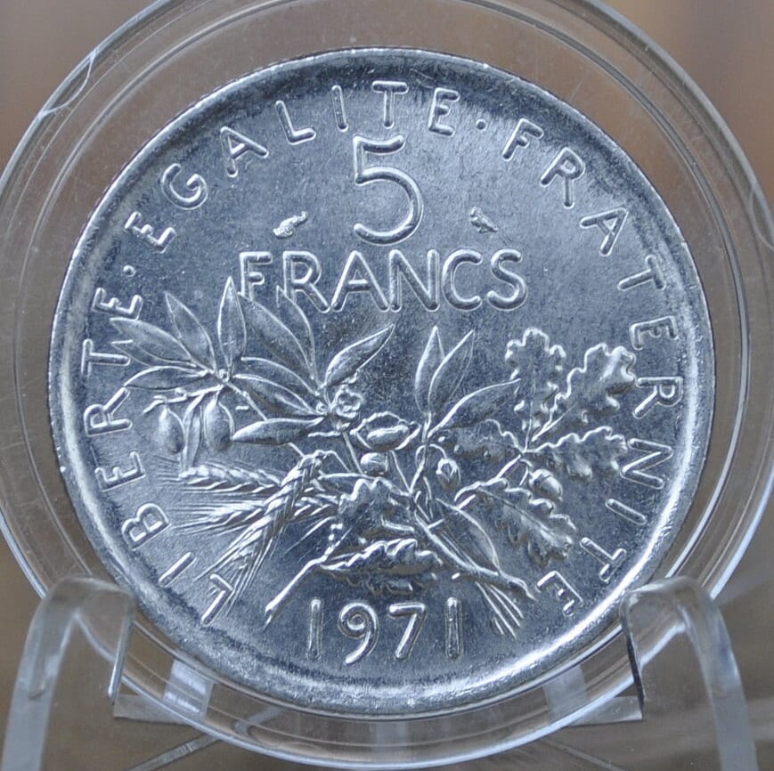 1970 年代 - 1990 年代のフランス 5 フラン硬貨、年で選択、BU
