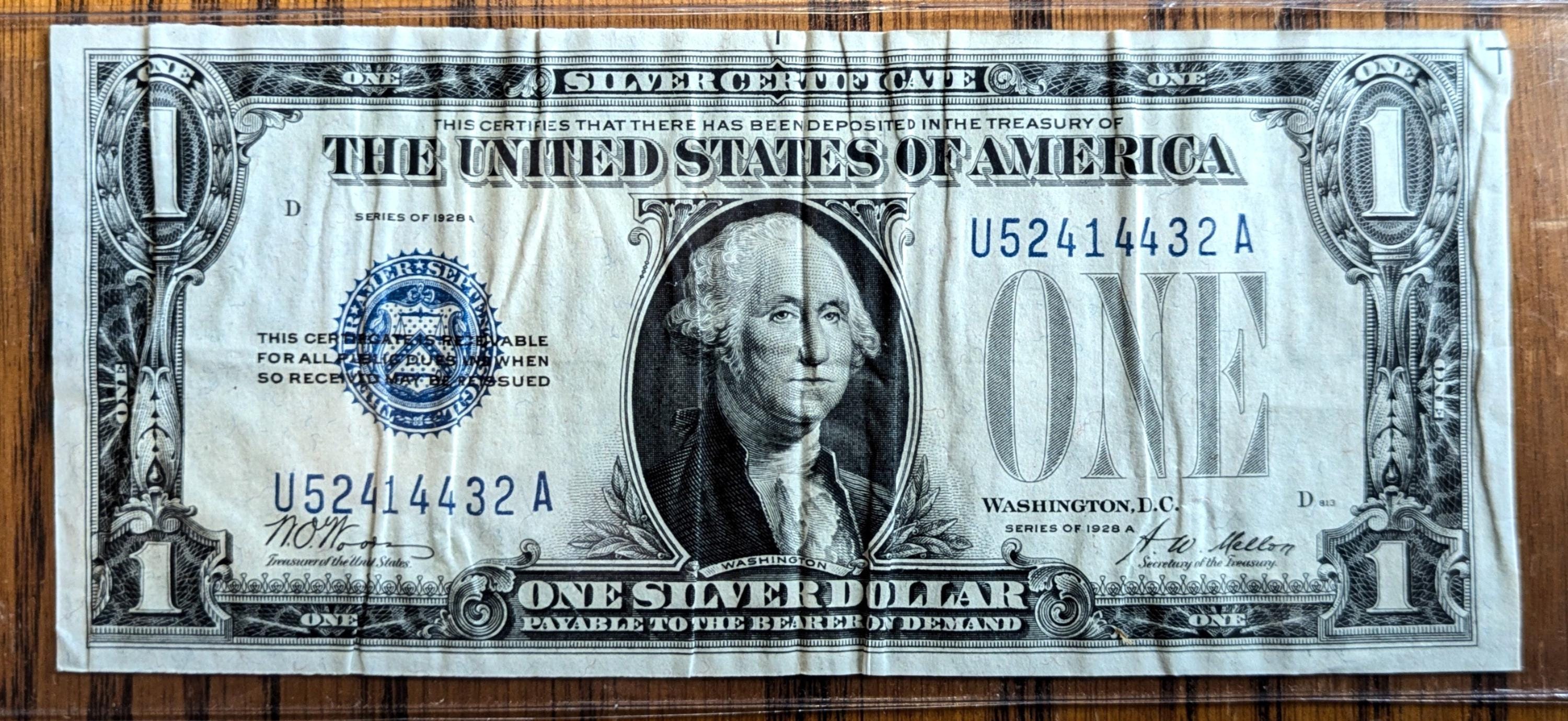 1928-A 1 Dollar Silver Certificate - Vf (very Fine) Grade - Funny