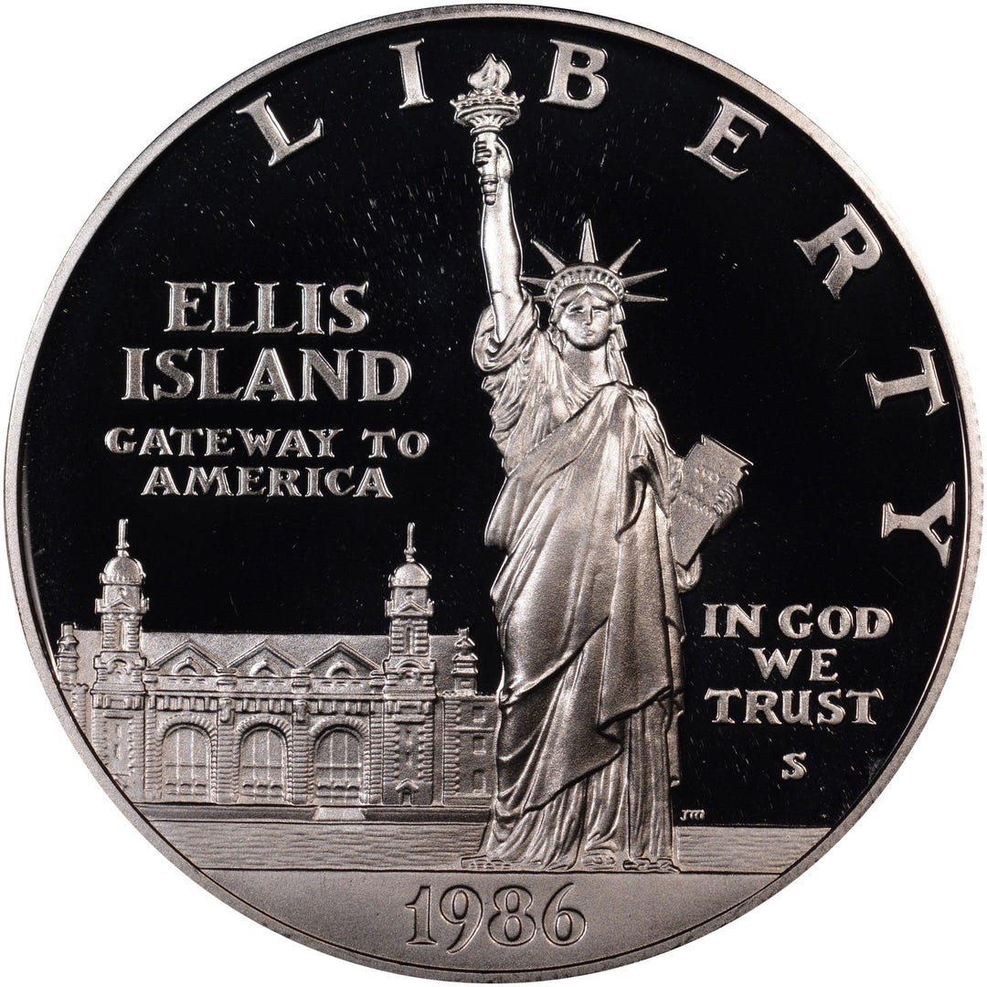 1986年エリス島記念 1986-S 米国記念銀貨 エリス島リバティドル サンフランシスコ - Etsy 日本