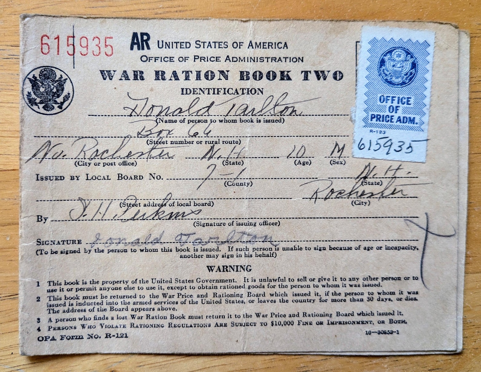1942 World War II Ration Book No. 2 Without Stamps - Empty Booklet ...