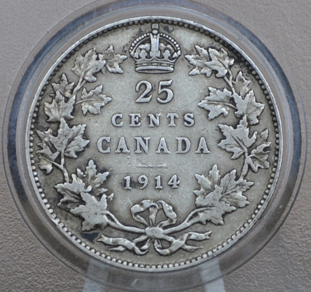 1914 Canadian Silver Quarter - VF (very Fine) Grade - King George V ...