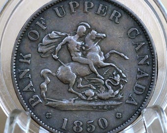 カナダ銀行トークン、1854年～1857年、アッパー・カナダ、半ペニー～1