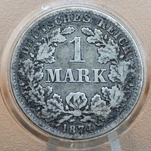 1874 German 1 Mark, B Mint Mark - VF/XF, Great Details - German Empire Silver One Mark 1874, Silver Mark 1874B, Great Coin