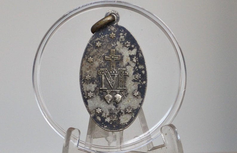 Sterling Silver HMH Religious Large Oval Miraculous Medal Pendant ...