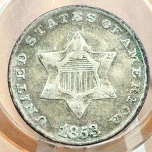 1853 Three Cent Silver US Coin - Choose by Grade / Coin - 1853 3 Cent Trimes Silver 3 Cent Piece - Great Collection Piece