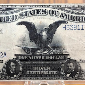 1899 1 Dollar Silber Cert. Black Eagle Fr #235 - XF extrem fein Note 1899 Große Note 1 Dollar Note 1899 Silber Cert Fr235