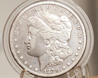 Dollaro d'argento Morgan 1879-CC - Scelta VF Dettagli (VF35) - Carson City Mint Dollaro Morgan 1879 Dollaro 1879CC - Data chiave rara