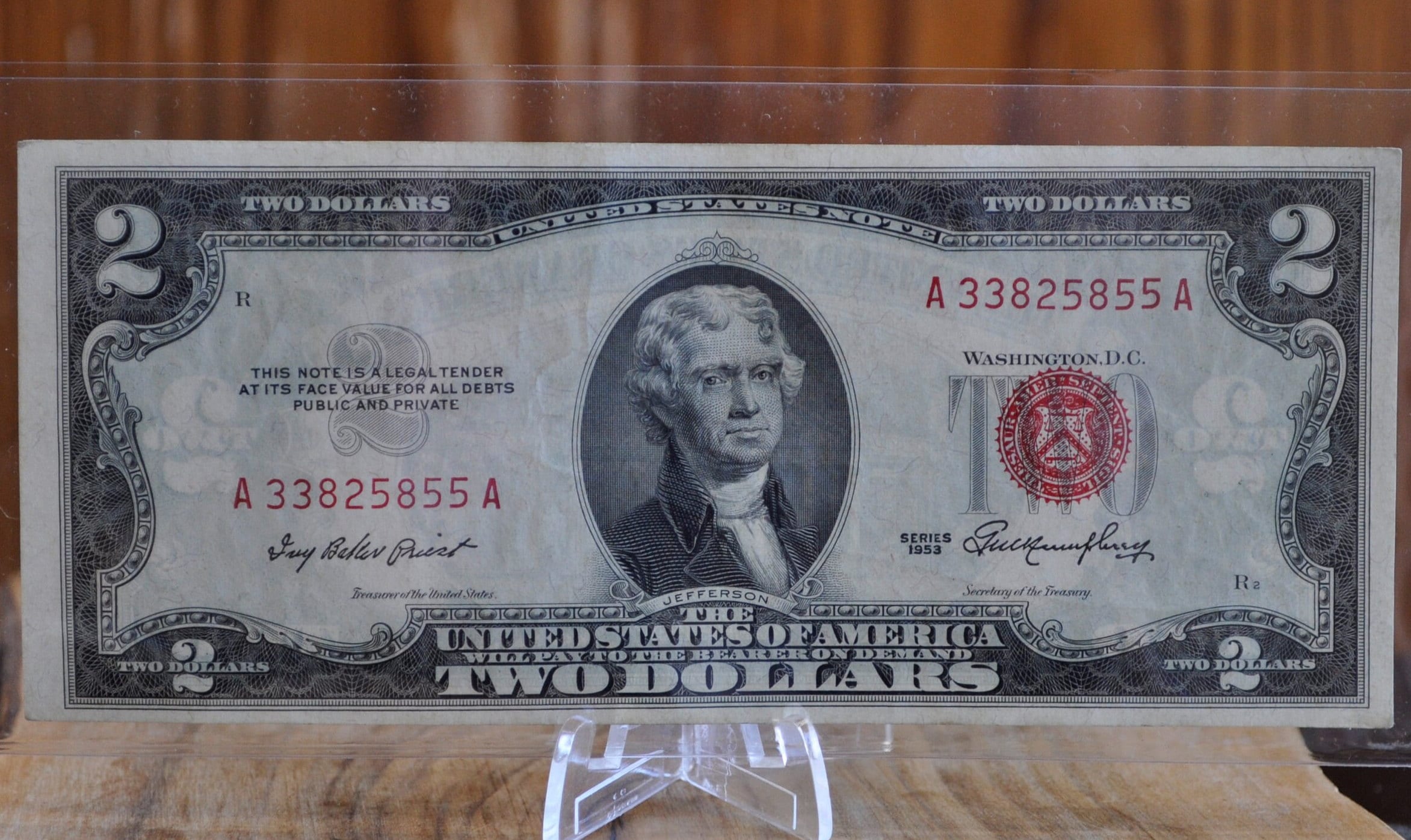 Two dollar bill 1953 red seal value