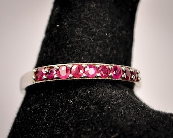 Sterling Silver Ruby Eternity Ring - Size 9.5 - Stamped and Tested Sterling Silver - Ruby Eternity Rings