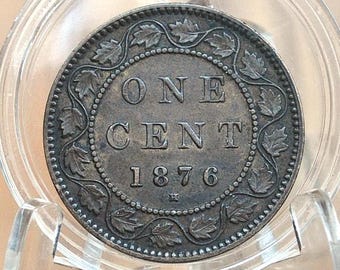 1876 Canadian One Cent - VF (Very Fine) Grade / Condition - Queen Victoria - 1876 Large Cent - 1876 Penny Canada 1 Cent 1876