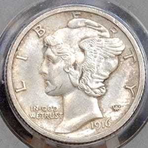 1916-S Mercury Silver Dime - Choose by Grade - San Francisco Mint - 1916 S Winged Liberty Head Silver Dime Mercury 1916S