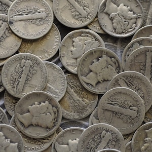 Lot of 10 Mercury Dimes - 1916 - 1945 - Silver Dime - 1910's, 1920's, 1930's or 1940's - PDS - Mercury Silver Dimes
