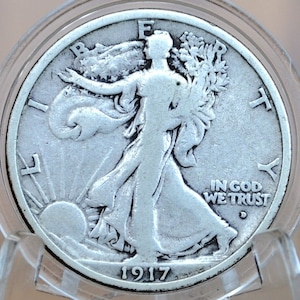 1917-D Walking Liberty Half Dollar - 1917 Obverse D & 1917 Reverse D - Choose by Grade and Type - Denver Mint - Obverse D 1917 WLH