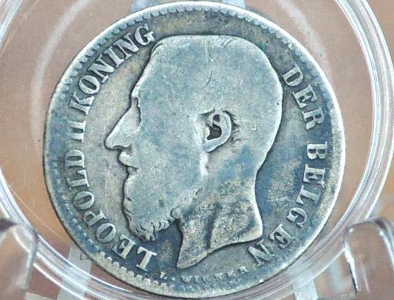 希少な 1886 年ベルギー 1 フラン銀貨 - レオポルド 2 世 - 1,000,000