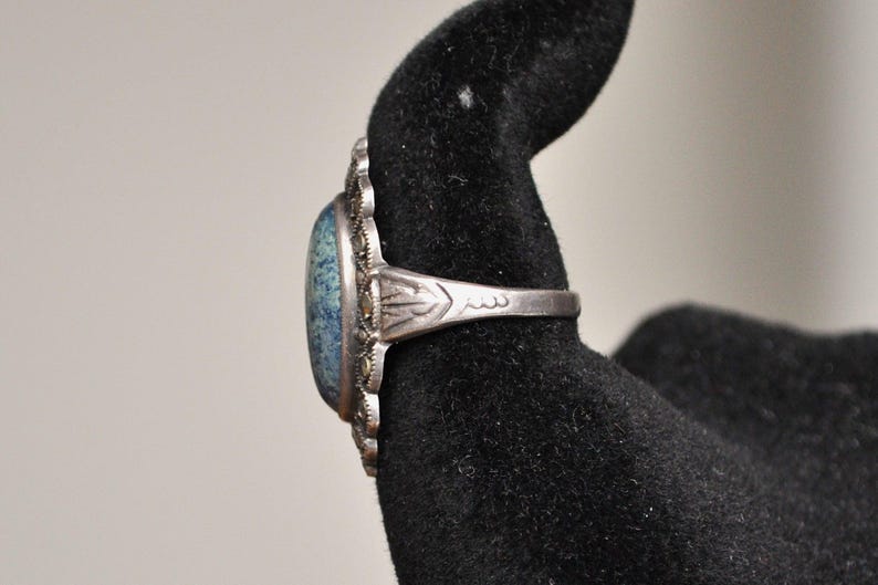 Uncus Inklemming Rare Uncus Sterling Silver Blue Apatite Studded Oval Dome Ring - Size 7 ...