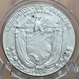 1966 Panama 1/2 Balboa - Great Condition, VF/XF - Silver Half Balboa Coin 1966 Panama, Low Mintage, High Grade