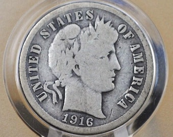 1916 Barber Dime - Antique Final Year of Issue American Silver