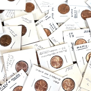 Lot de 29 pièces de un cent présentant des erreurs de frappe et de devise - Grand lot de plus de vingt pièces de un cent avec erreurs de frappe assorties