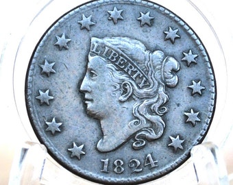 1824 Matron Head Large Cent - VF30 (choice Very Fine) Grade