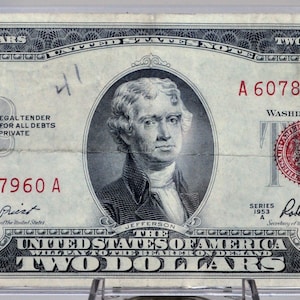 1953A 2 Dólares Fancy Bookend Número de Série - 60787960 - 1953-A Nota de Dois Dólares com Moeda Legal - Fr#1510