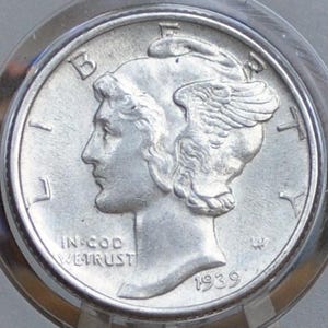1939 Mercury Silver Dimes P,D,S - Choose by Mint & Grade - 1939D Mercury Head / 1939 S Liberty Head Dime - Winged Liberty Head 1939P