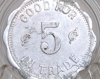 Good For 5 Cents In Trade, Marion Lodge No. 32 B.p.o.e. - Benevolent Protective Order Of Elks Five Cent Trade Token
