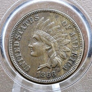 1866 Indian Head Penny - Choose by Grade / Condition - Key Date - Indian Head Cent 1866 US One Cent - Tougher Date to Find
