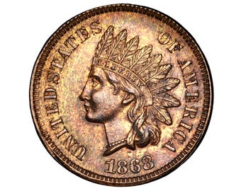 1868 Indian Head Penny - Choose by Grade / Condition, Choose by Grade - Rarer Date - Civil War Era Coin - 1868 Cent
