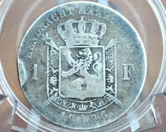 希少な 1886 年ベルギー 1 フラン銀貨 - レオポルド 2 世 - 1,000,000