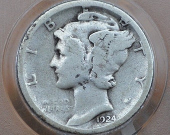 1924-D Mercury Silver Dime - Choose by Grade / Condition - Denver Mint - 1924 D Winged Liberty Head Silver Dime Mercury 1924 D